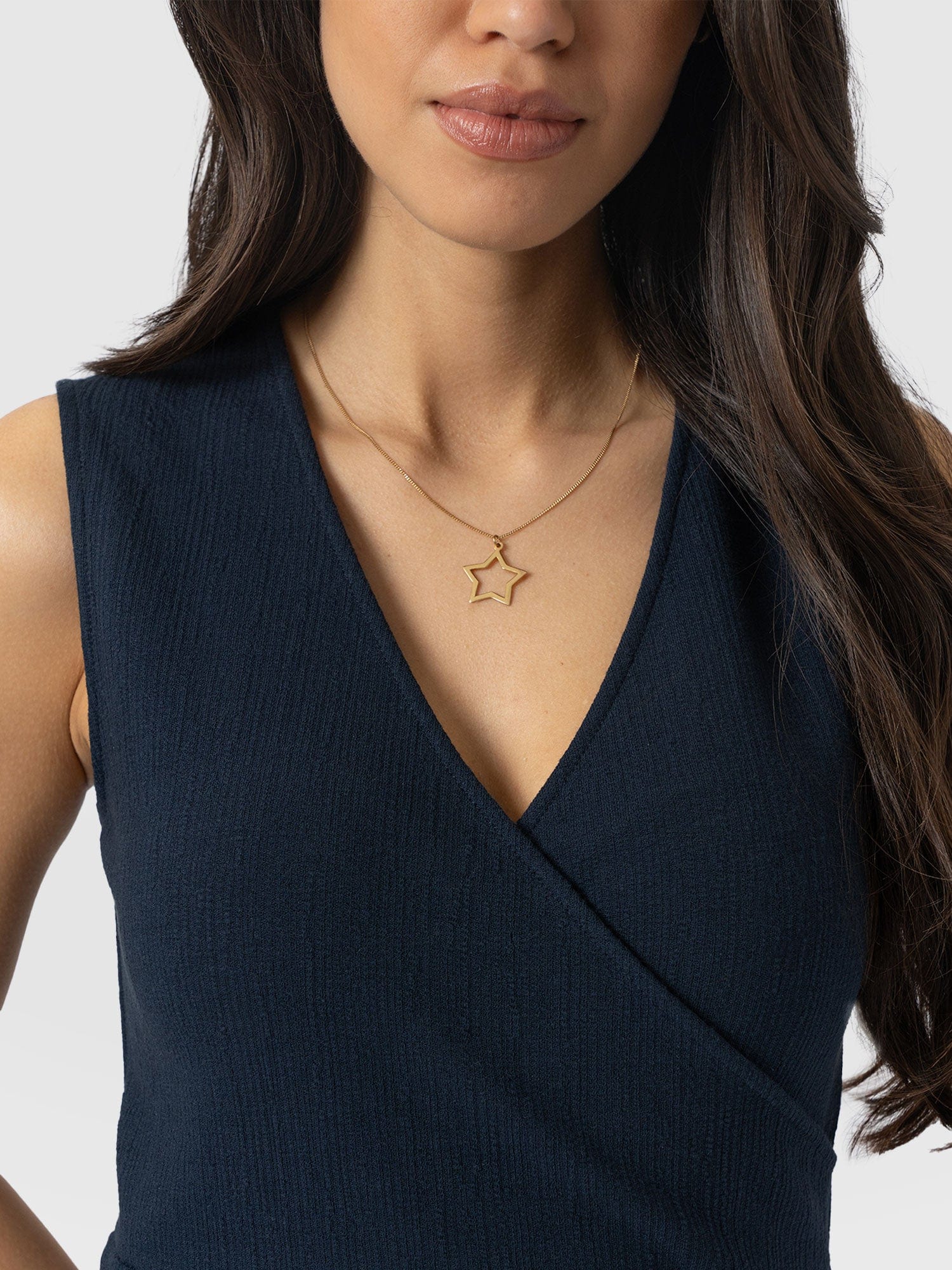 Sleeveless Maggie Wrap Dress - Navy Textured - Women's Dresses | Saint + Sofia® USA